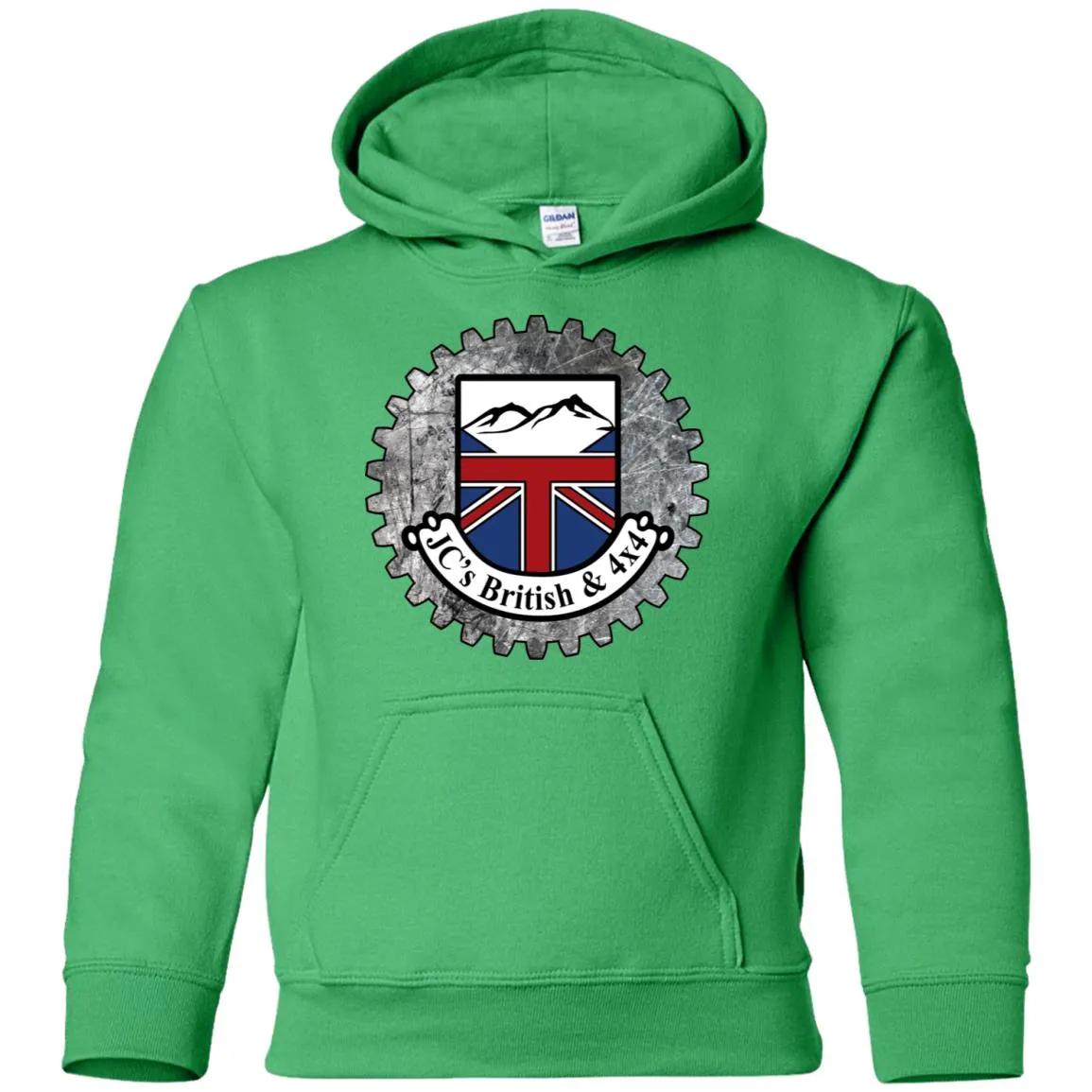 JC's British round logo G185B Gildan Youth Pullover Hoodie