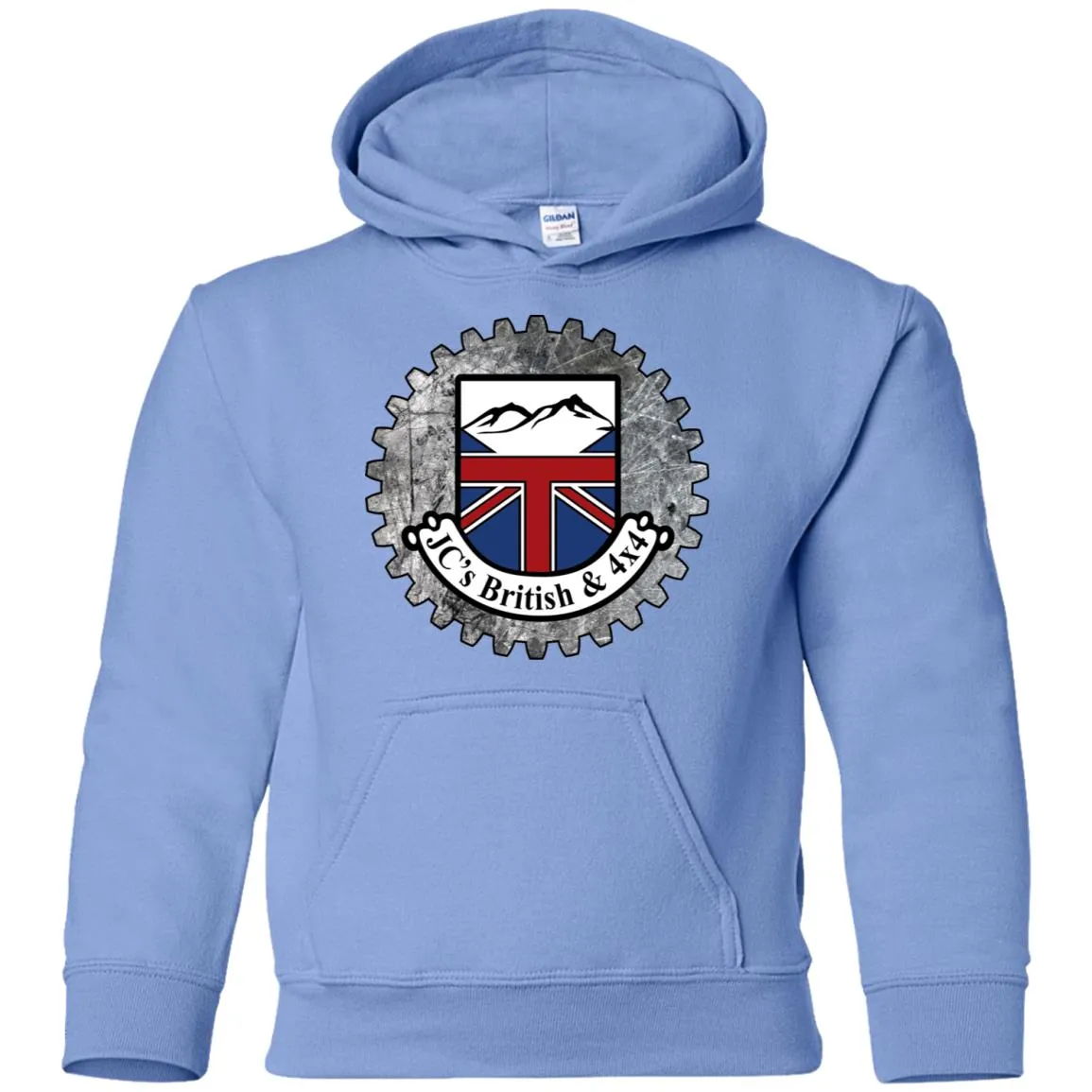 JC's British round logo G185B Gildan Youth Pullover Hoodie