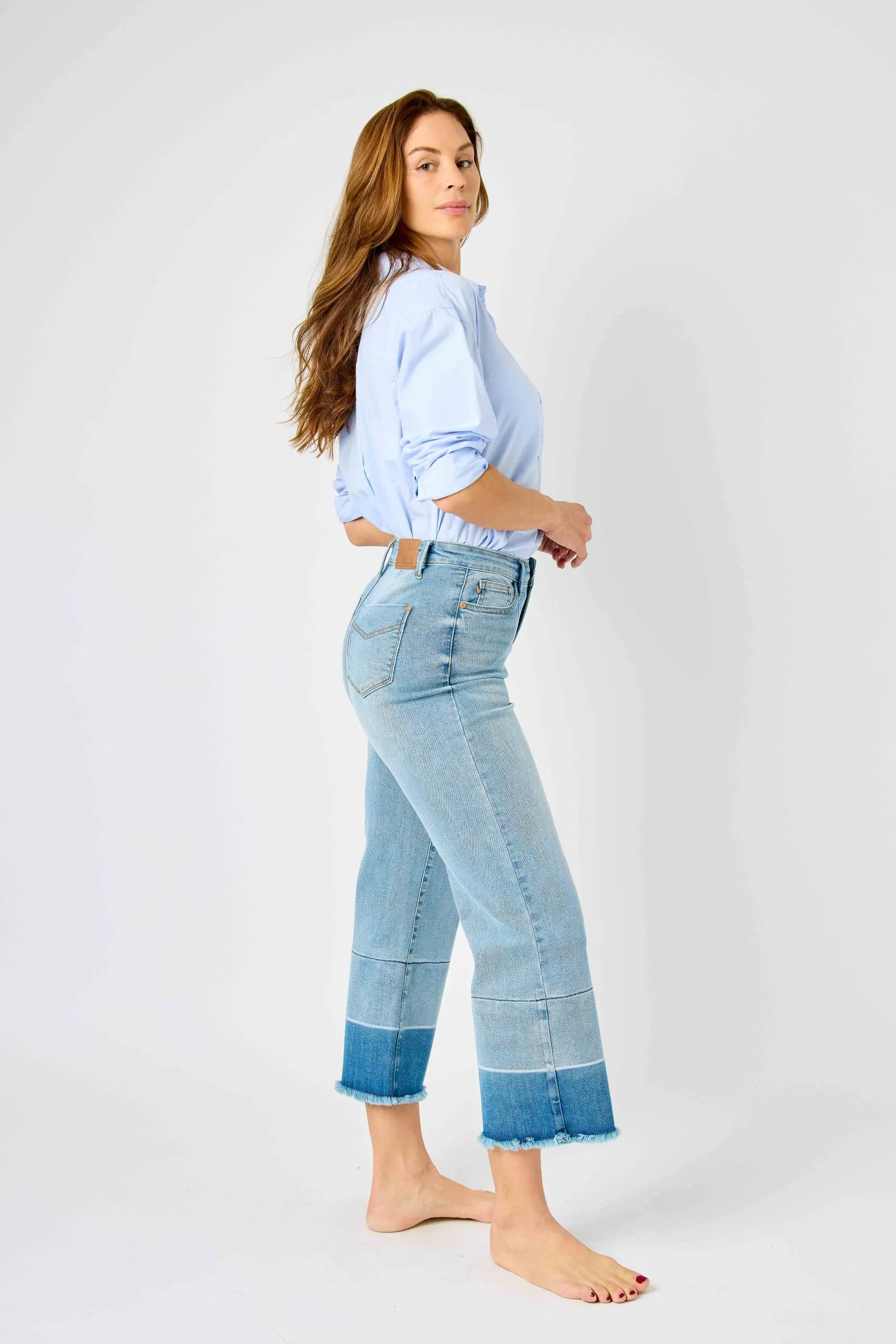 JUDY BLUE HW RELEASE HEM CROP WIDE JEANS | STUFFOLOGY BOUTIQUE