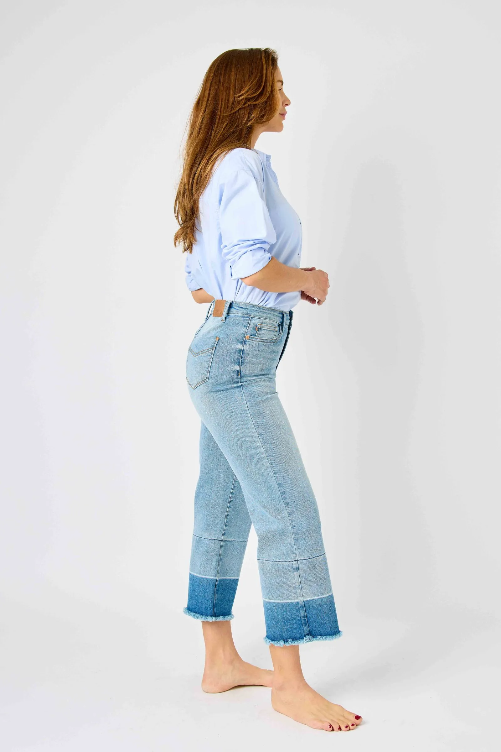 JUDY BLUE HW RELEASE HEM CROP WIDE JEANS | STUFFOLOGY BOUTIQUE