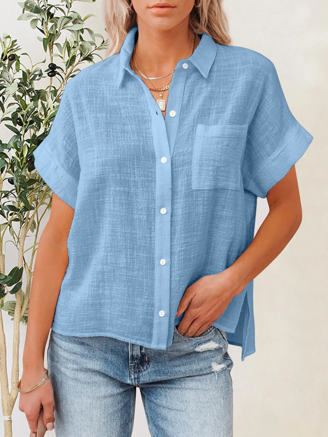 Jupiter Button Up Short Sleeve Shirt
