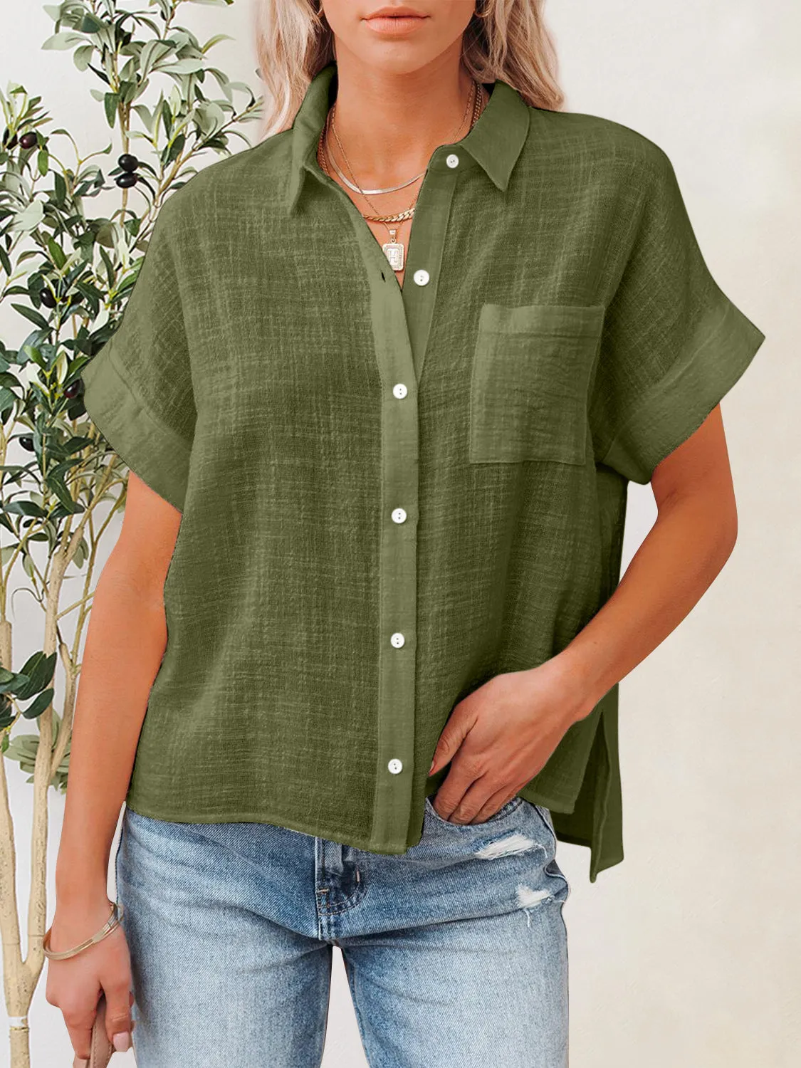 Jupiter Button Up Short Sleeve Shirt