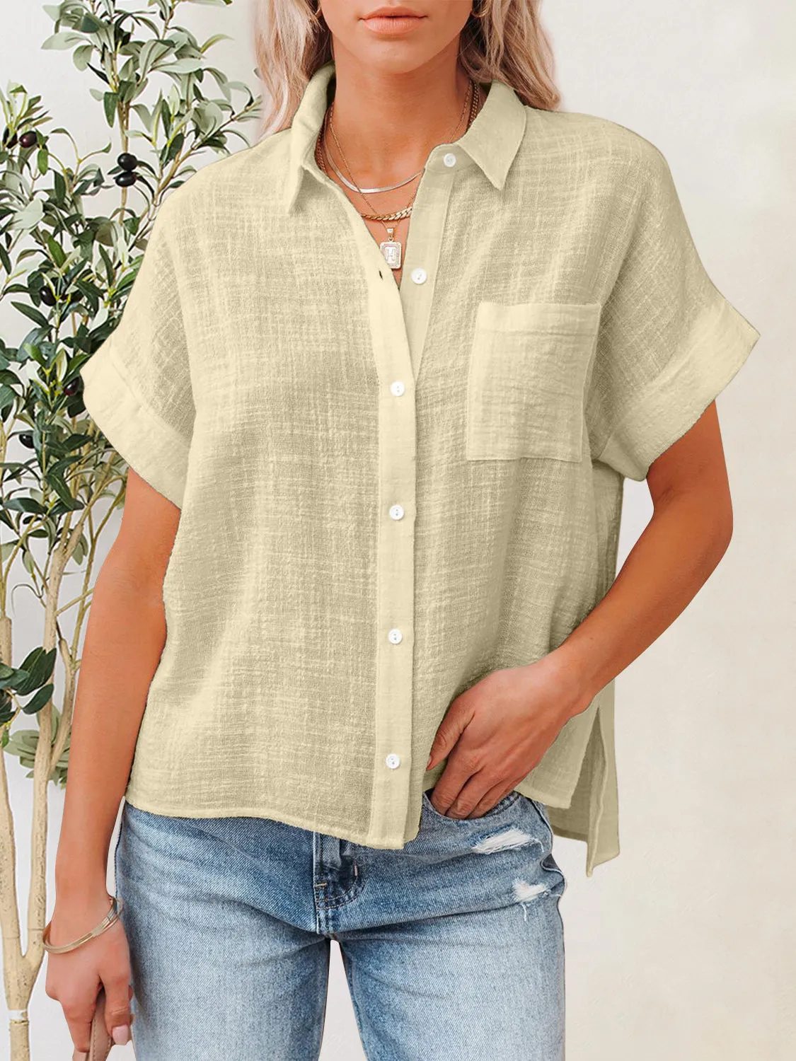 Jupiter Button Up Short Sleeve Shirt
