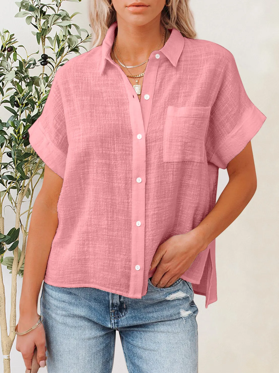 Jupiter Button Up Short Sleeve Shirt
