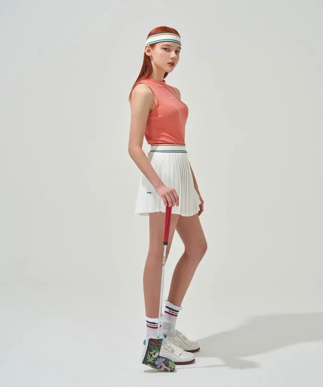 KANDINI  Elastic Band Pleats Skirt - Ivory