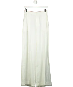 Kivari White Frill Trim Linen Look Trouser UK 8