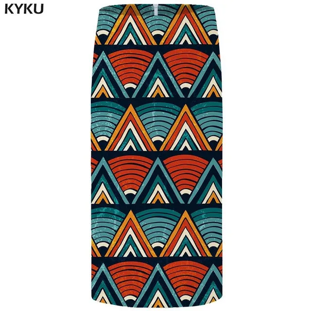 KYKU Flower Skirts Women Black 3d Print Leaves Casual Retro Pencil Floral Sexy Ladies Skirts Womens Funny Sundresses