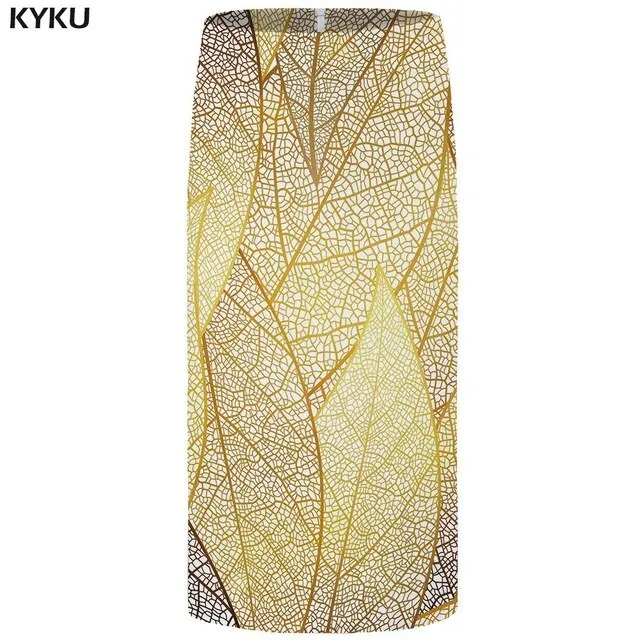 KYKU Flower Skirts Women Black 3d Print Leaves Casual Retro Pencil Floral Sexy Ladies Skirts Womens Funny Sundresses