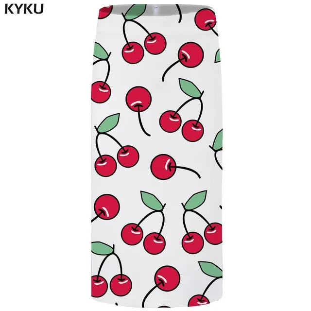 KYKU Flower Skirts Women Black 3d Print Leaves Casual Retro Pencil Floral Sexy Ladies Skirts Womens Funny Sundresses