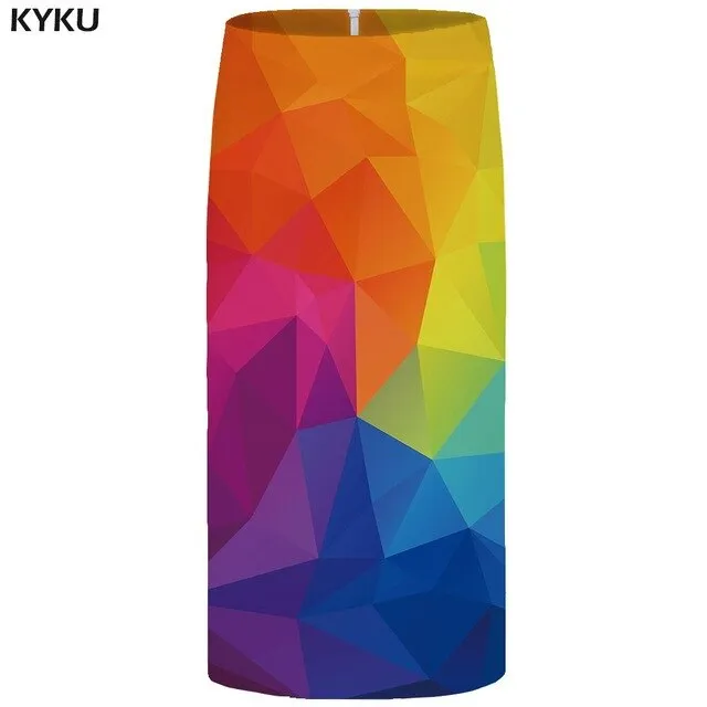KYKU Flower Skirts Women Black 3d Print Leaves Casual Retro Pencil Floral Sexy Ladies Skirts Womens Funny Sundresses