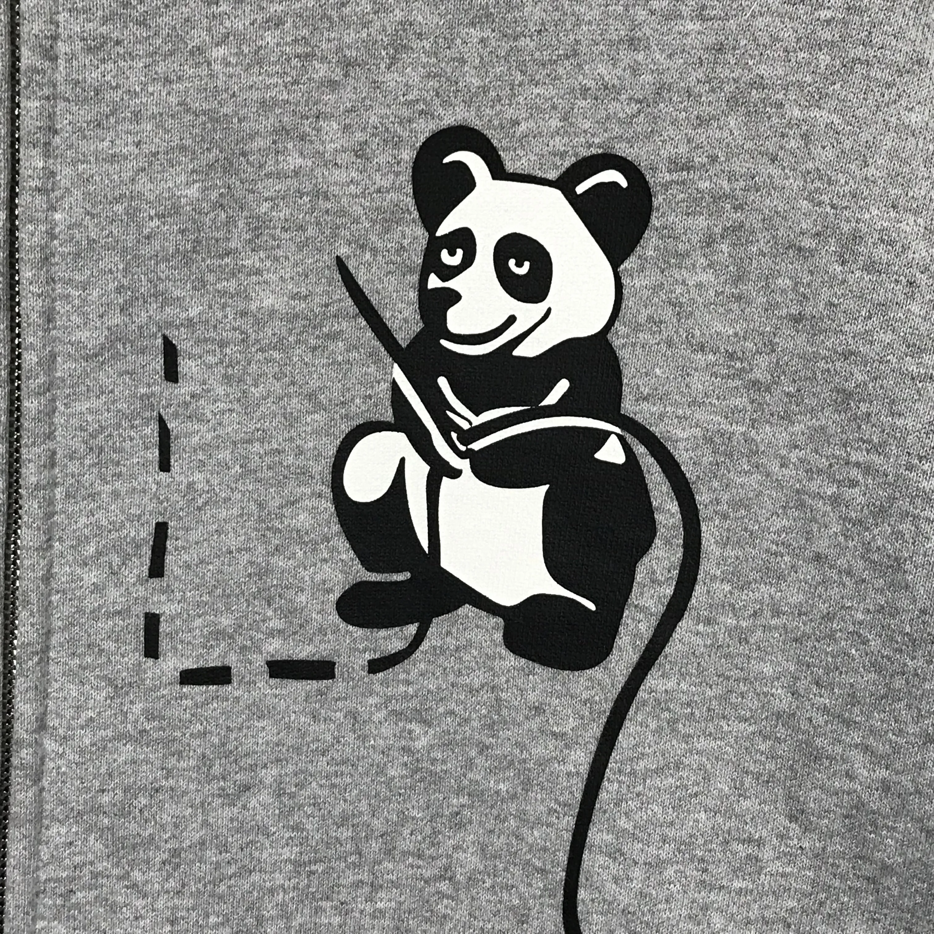 [L] A Bathing Ape Bape Full Zip Panda Hoodie Grey