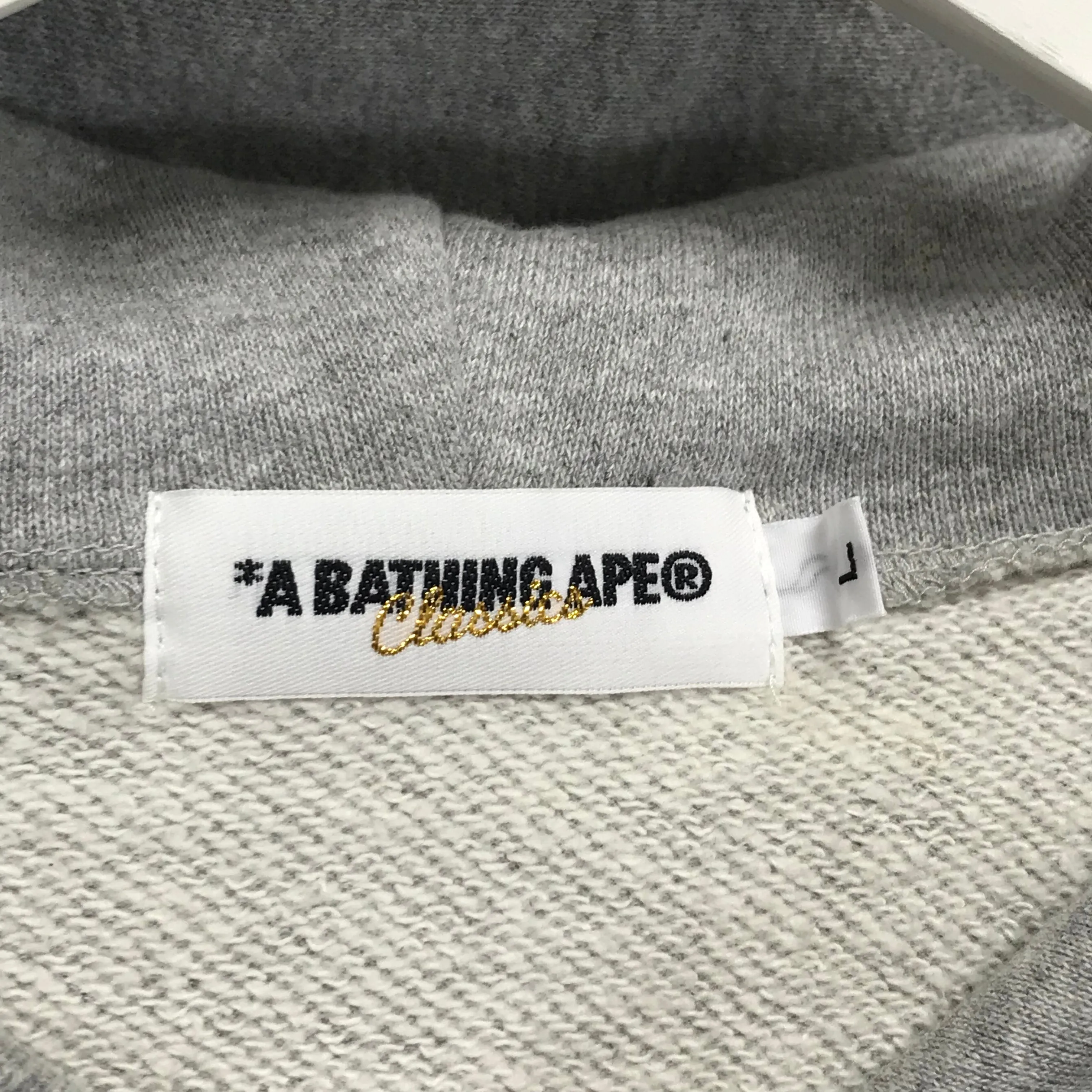 [L] A Bathing Ape Bape Full Zip Panda Hoodie Grey