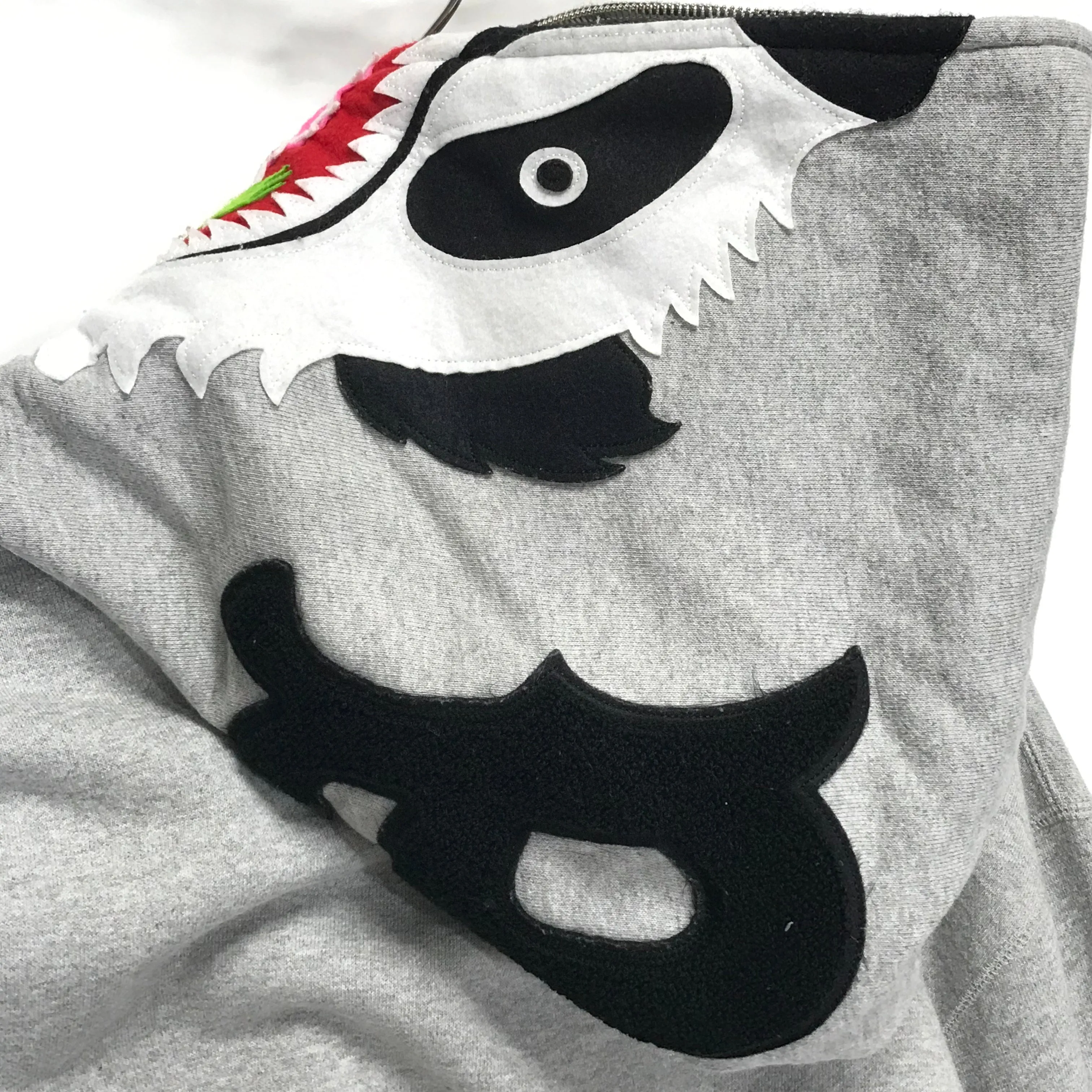 [L] A Bathing Ape Bape Full Zip Panda Hoodie Grey