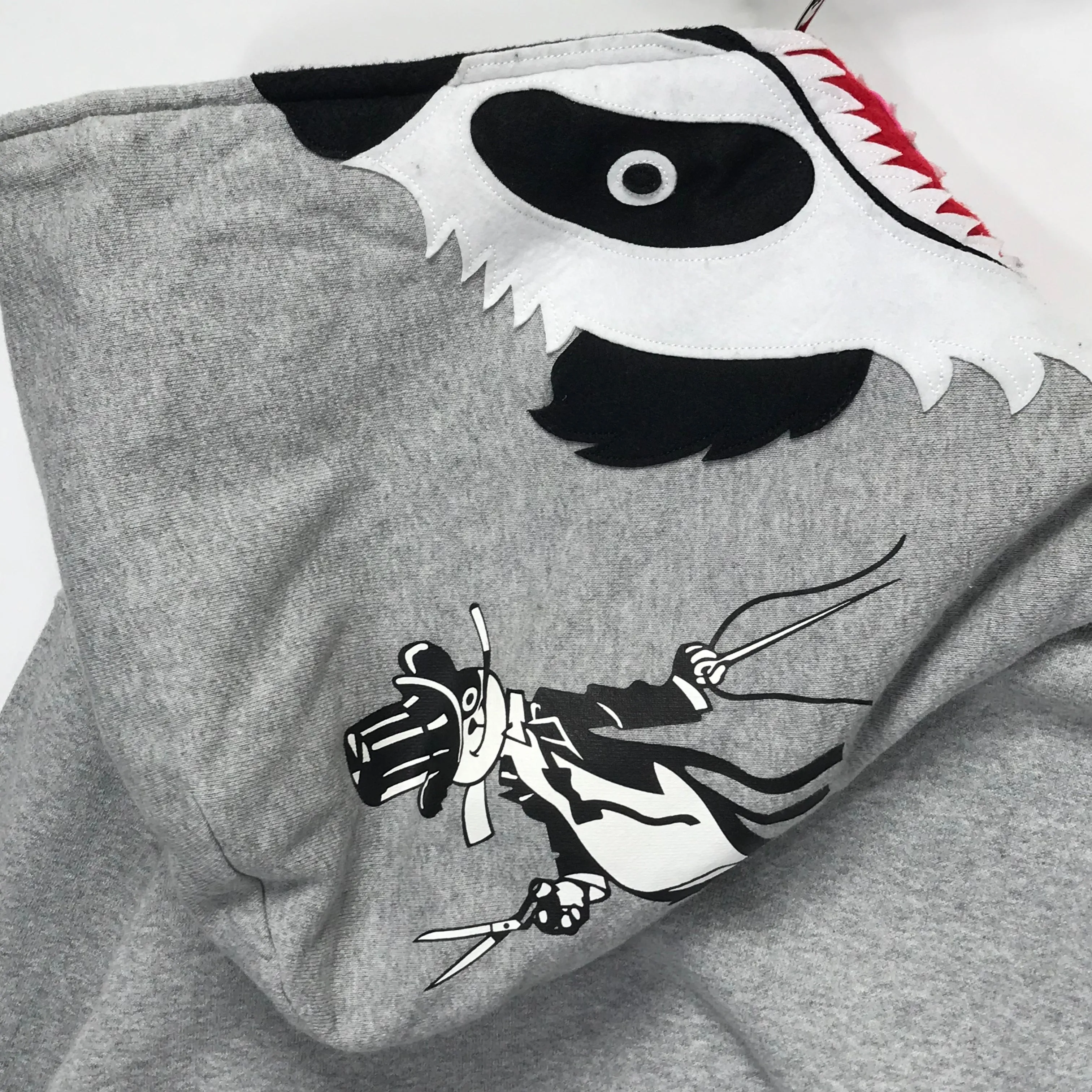 [L] A Bathing Ape Bape Full Zip Panda Hoodie Grey