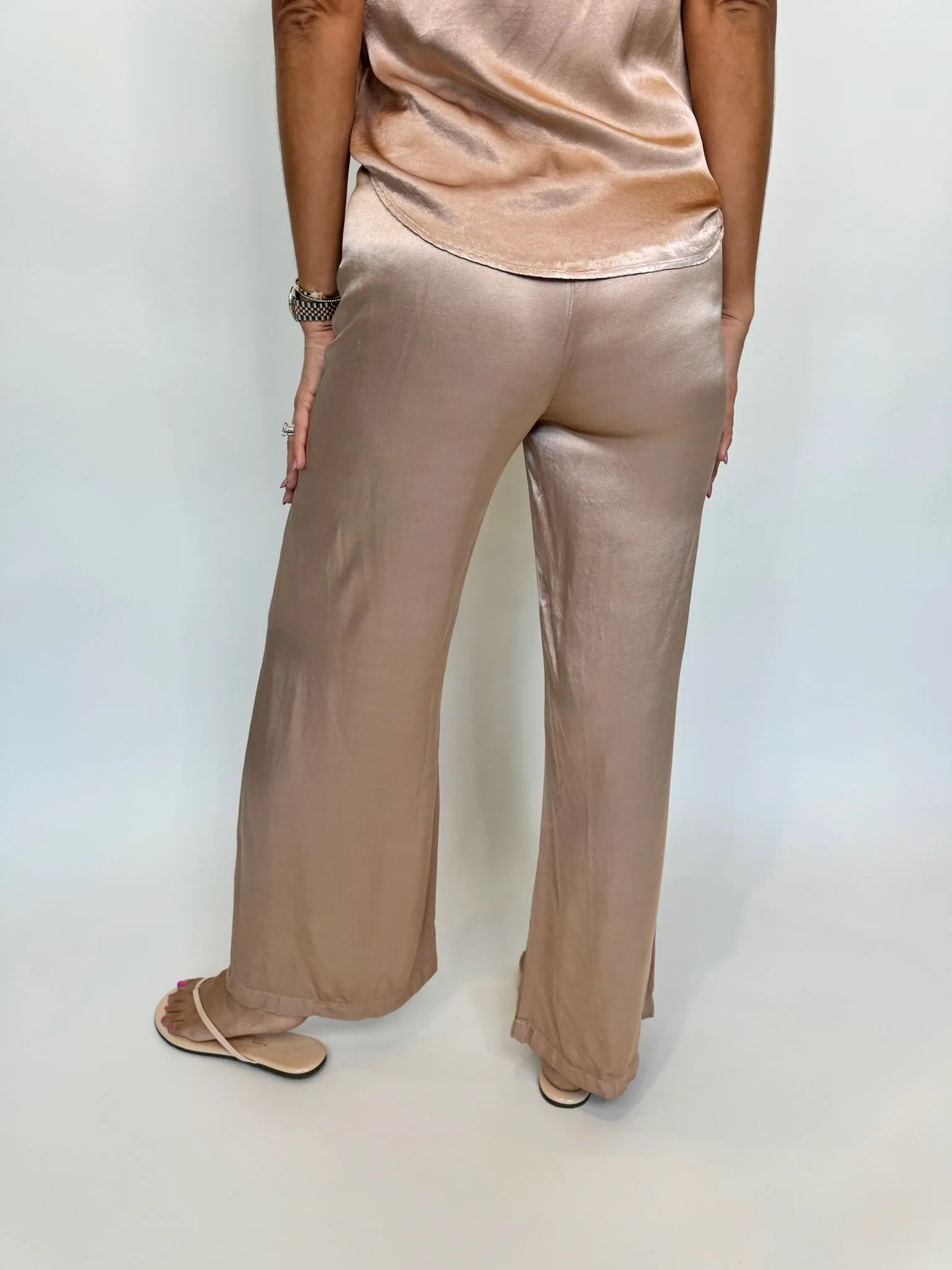 LA Made Cali Chill Silky Wide Leg Long Pant Sand