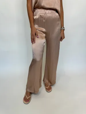 LA Made Cali Chill Silky Wide Leg Long Pant Sand