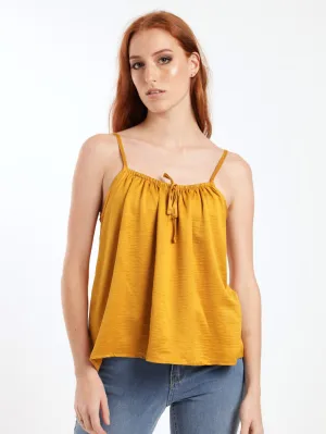 Ladies Hammered Satin Cami - Ochre