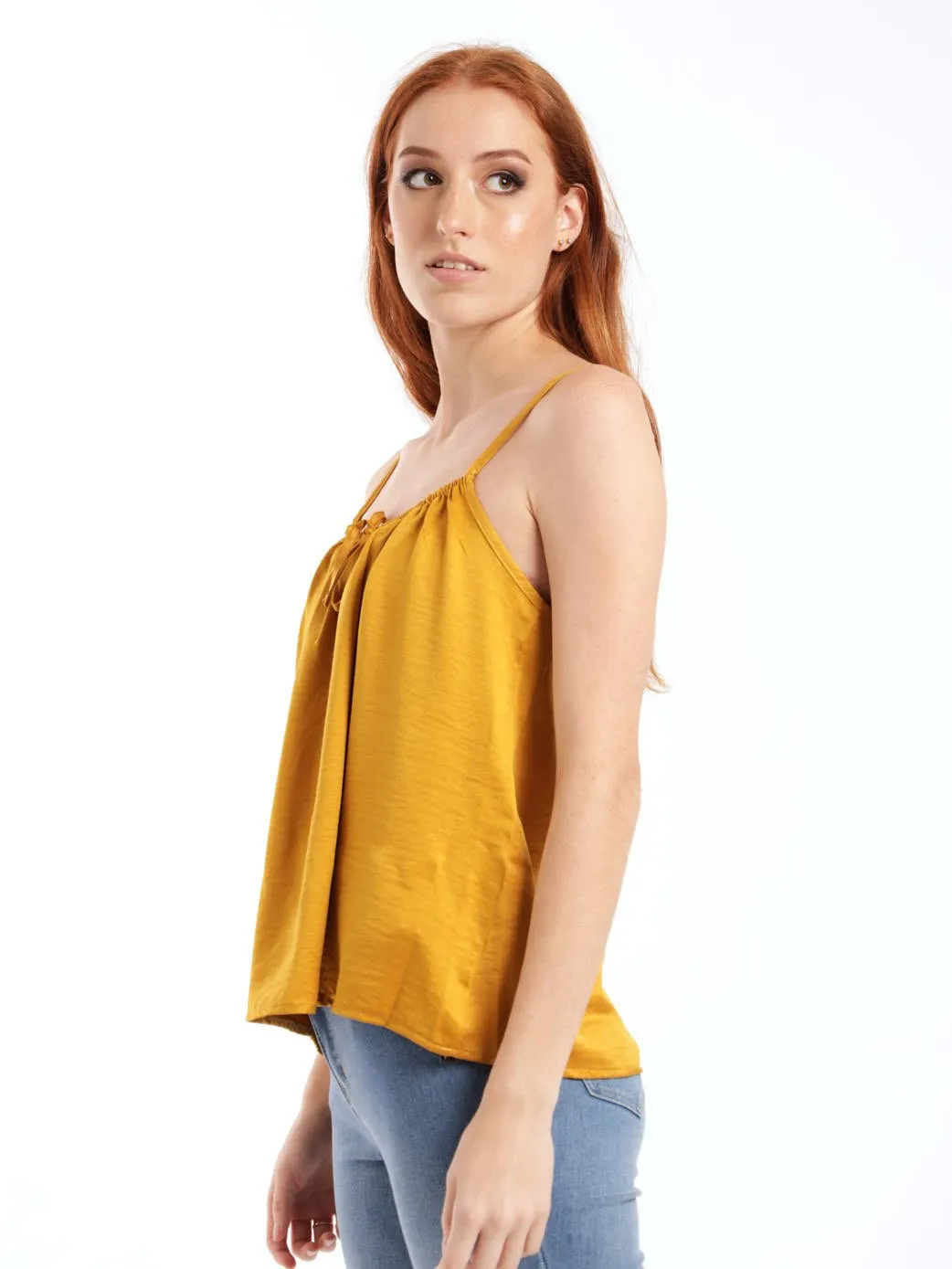 Ladies Hammered Satin Cami - Ochre
