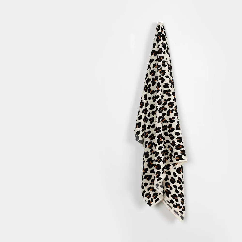 Leopard Satin Backed Poly Crepe - Cream