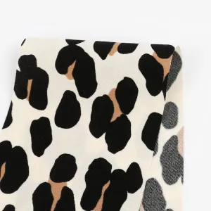 Leopard Satin Backed Poly Crepe - Cream