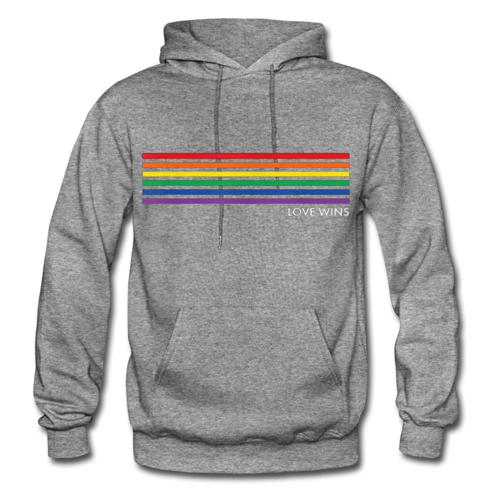 LGBTQ Rainbow Pride Flag Stripes Love Wins Men's/Unisex Premium Adult Pullover Hoodie