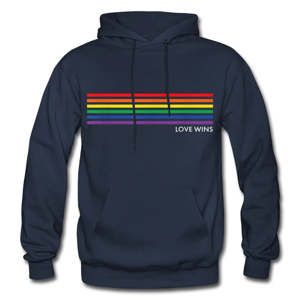 LGBTQ Rainbow Pride Flag Stripes Love Wins Men's/Unisex Premium Adult Pullover Hoodie