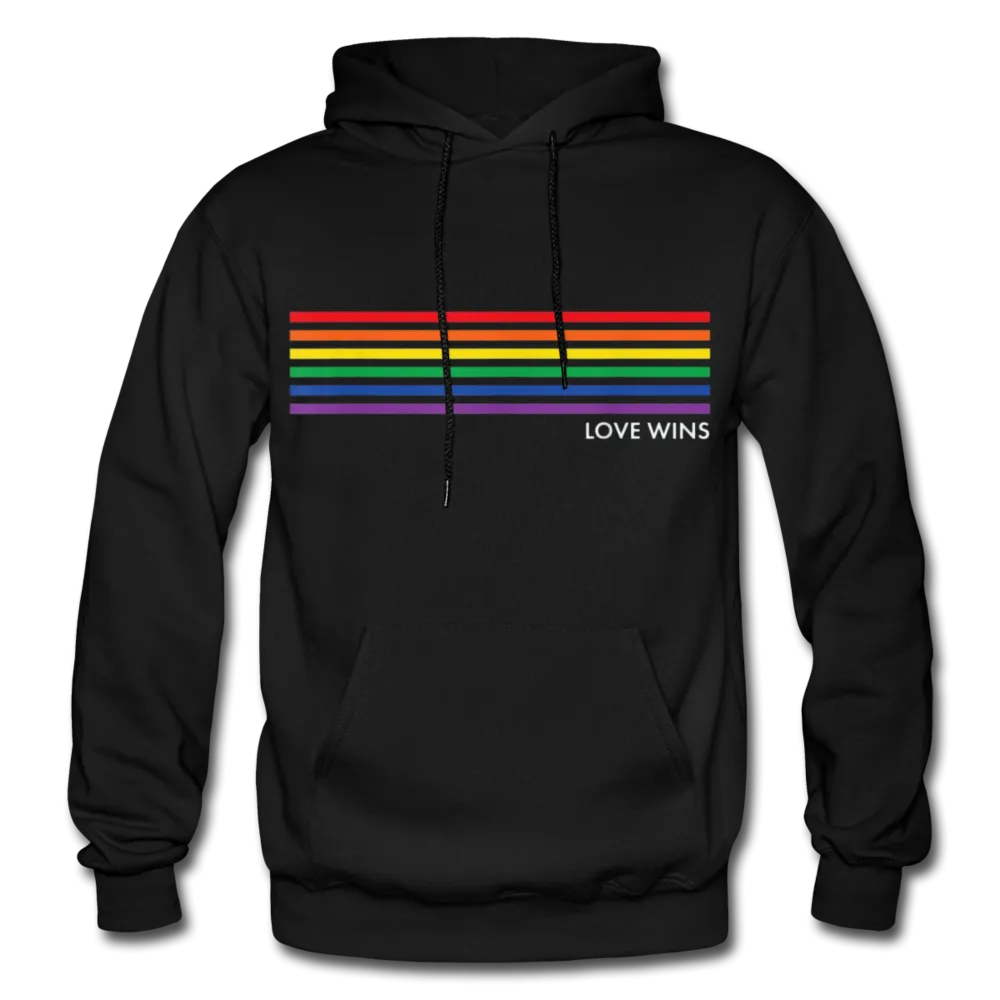 LGBTQ Rainbow Pride Flag Stripes Love Wins Men's/Unisex Premium Adult Pullover Hoodie