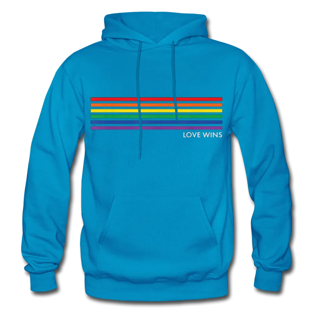LGBTQ Rainbow Pride Flag Stripes Love Wins Men's/Unisex Premium Adult Pullover Hoodie