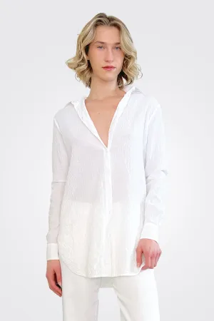 Long Sleeve Button Up Shirt - White