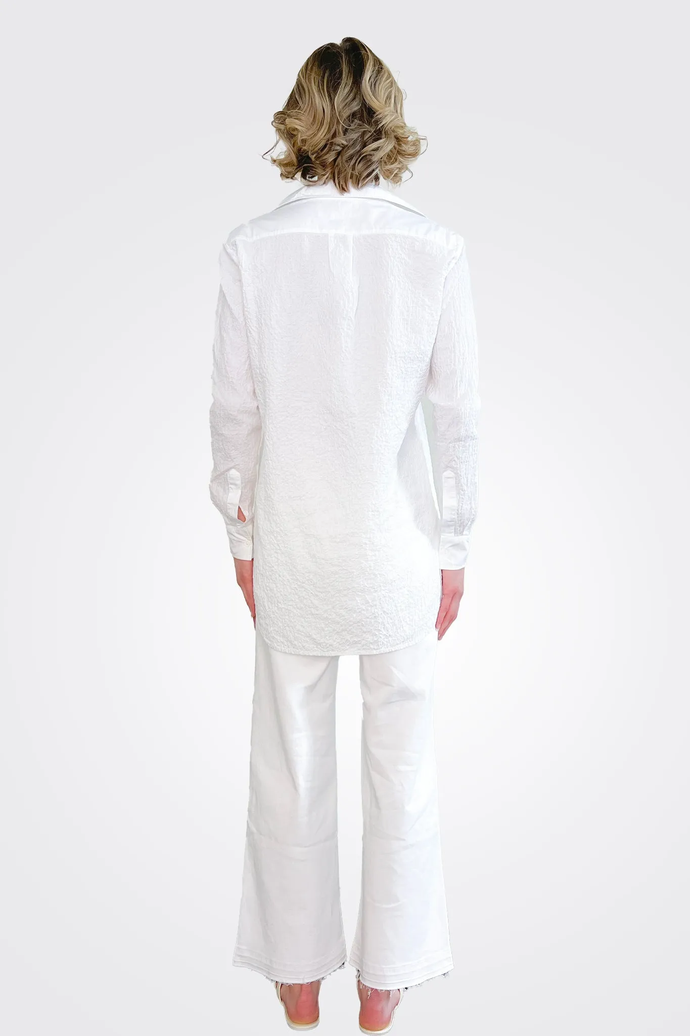 Long Sleeve Button Up Shirt - White