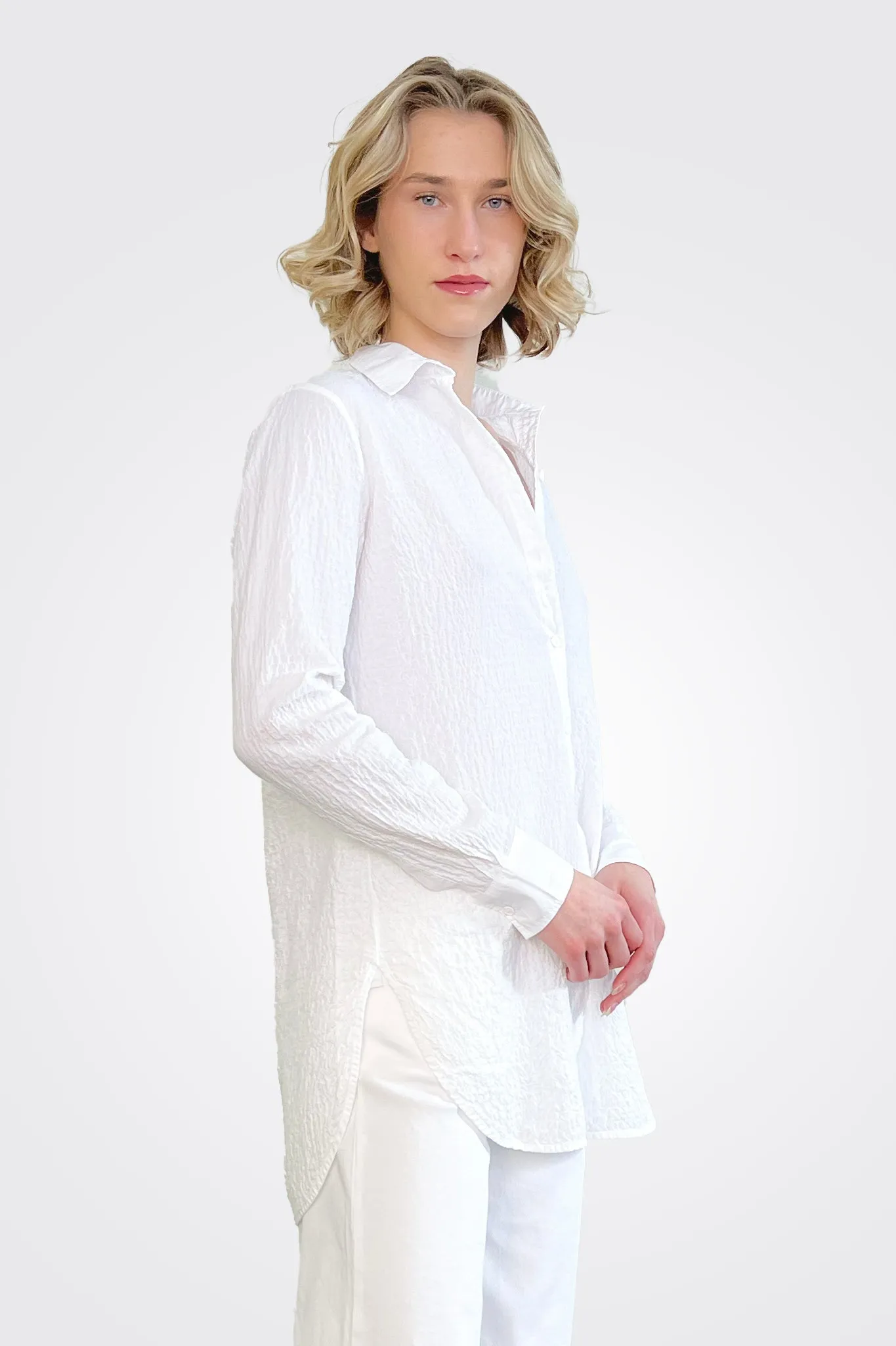 Long Sleeve Button Up Shirt - White