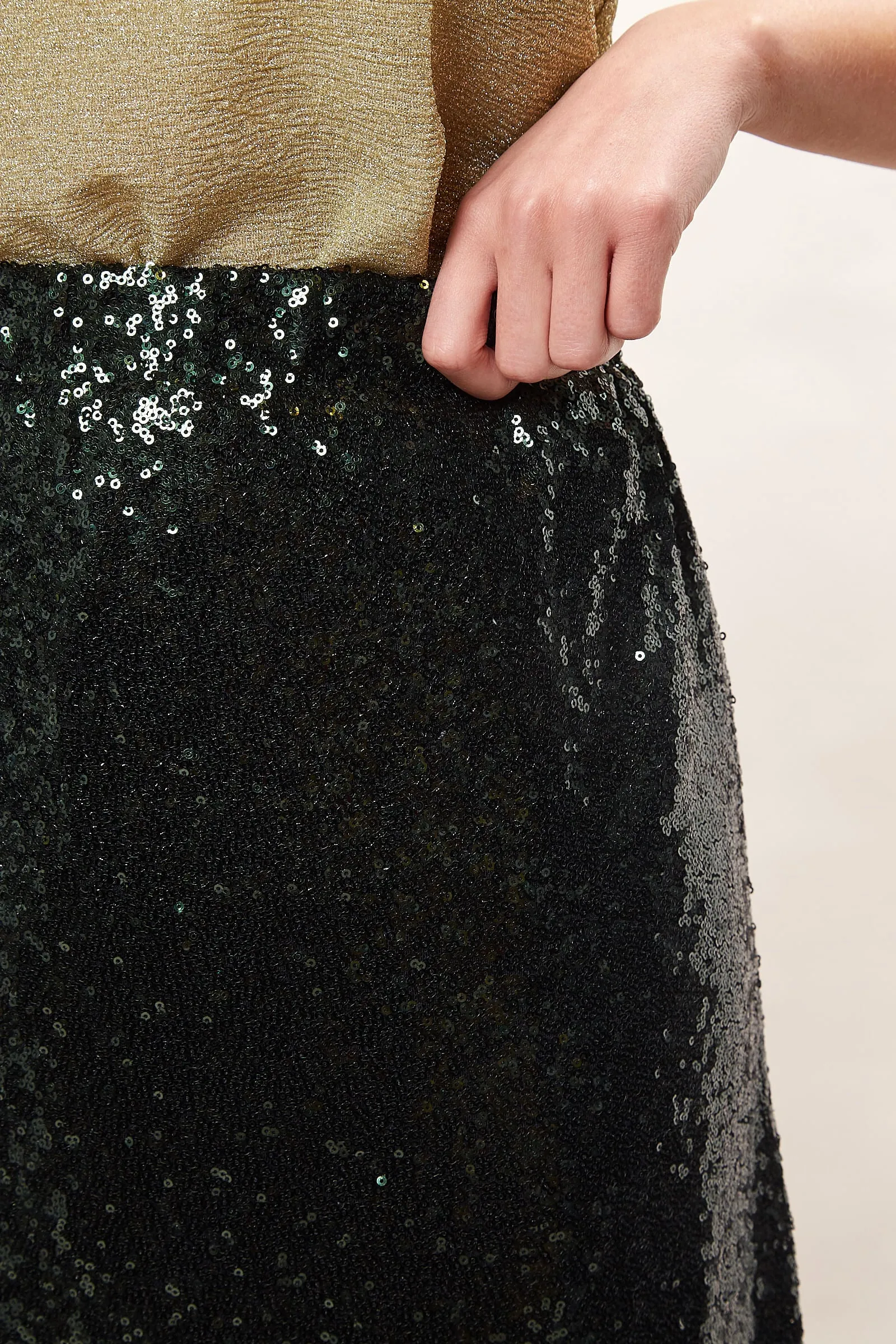 Louche Saro Sequin Midi Skirt  - Green