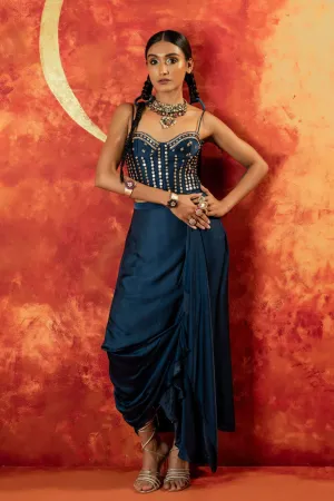 Luna Indigo Corset Skirt Set
