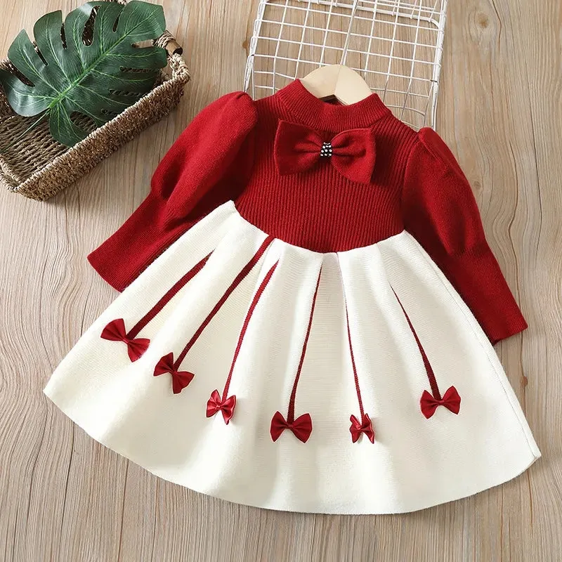 Luxury Longsleeve Wool / Knit Dress with Bow Details