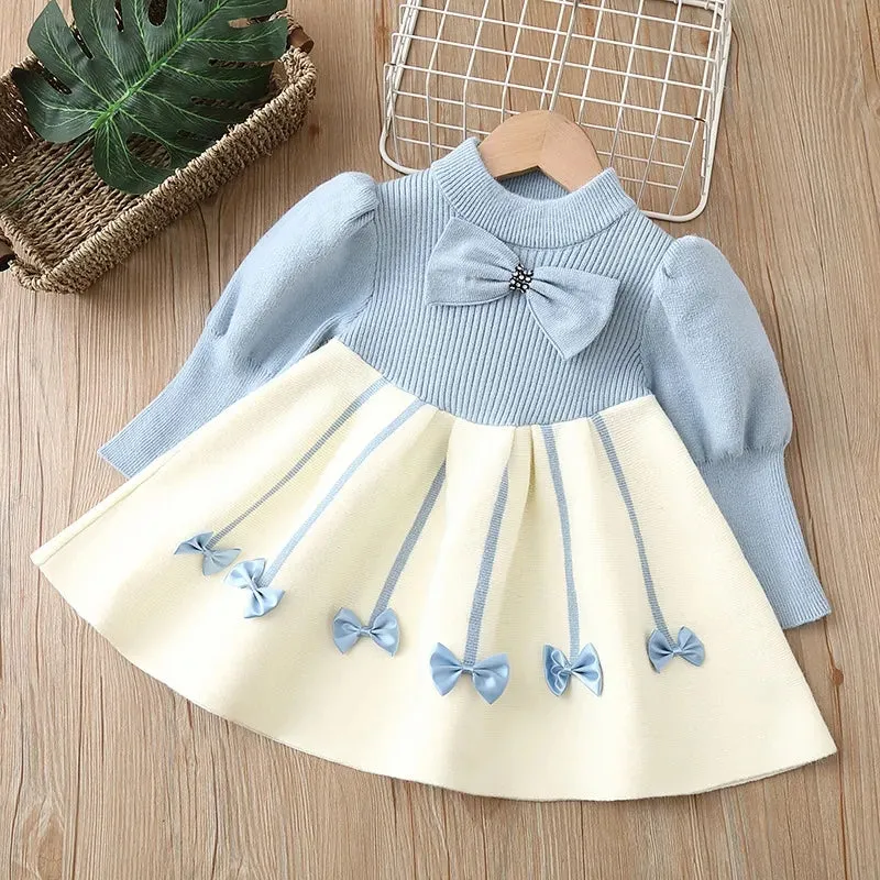 Luxury Longsleeve Wool / Knit Dress with Bow Details