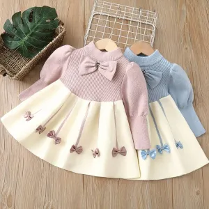 Luxury Longsleeve Wool / Knit Dress with Bow Details
