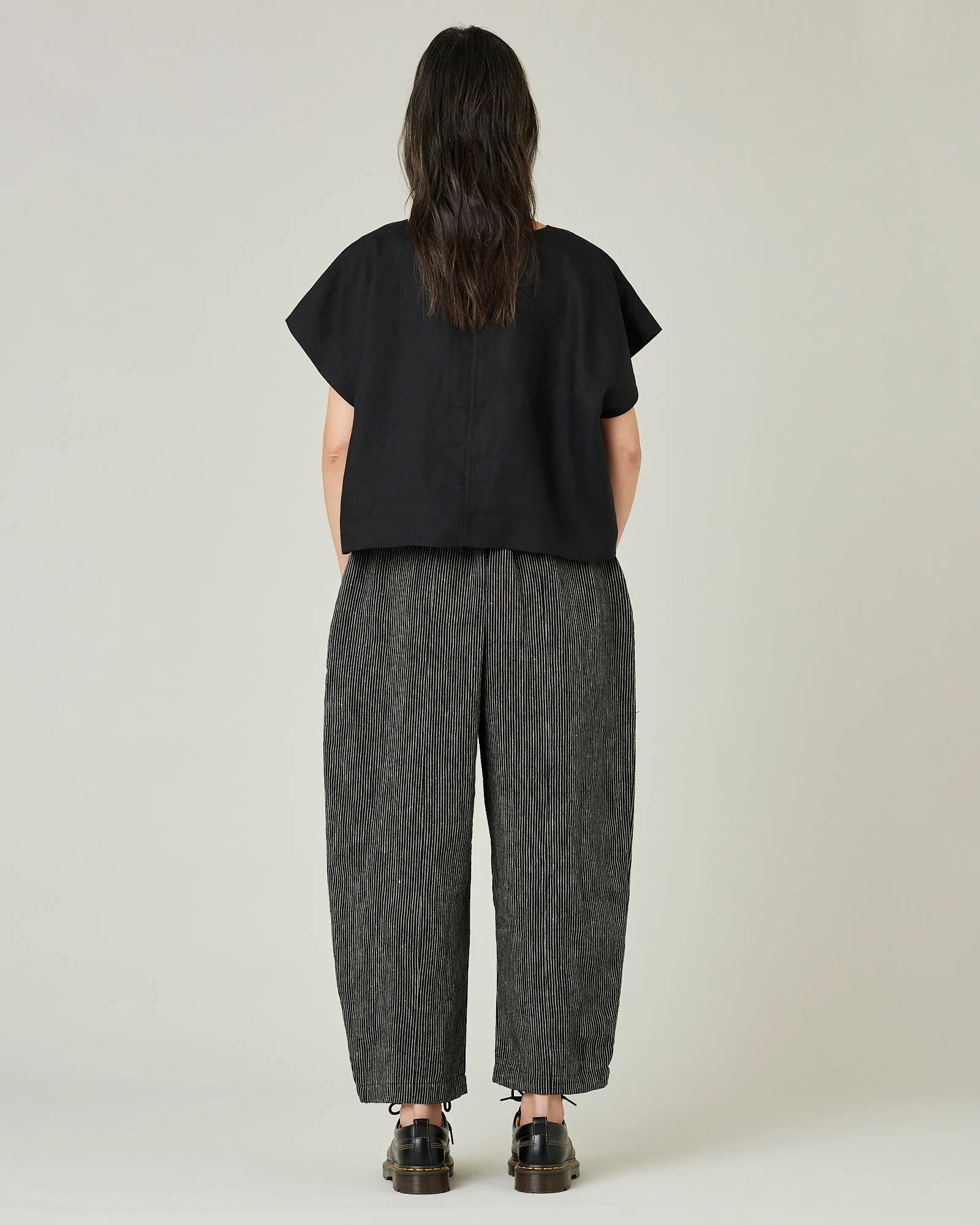 Mabel Black & Ecru Pencil Stripe Linen Trousers
