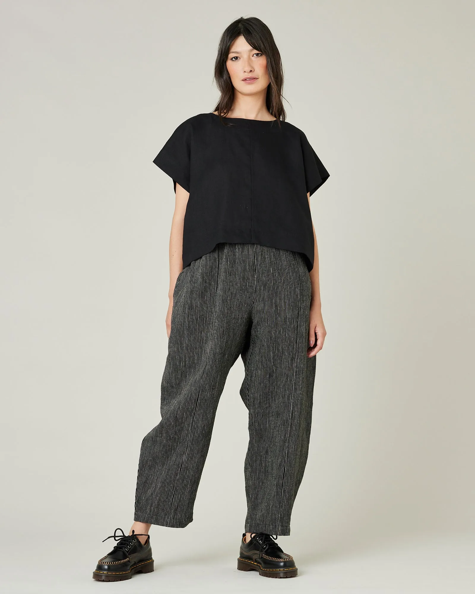 Mabel Black & Ecru Pencil Stripe Linen Trousers