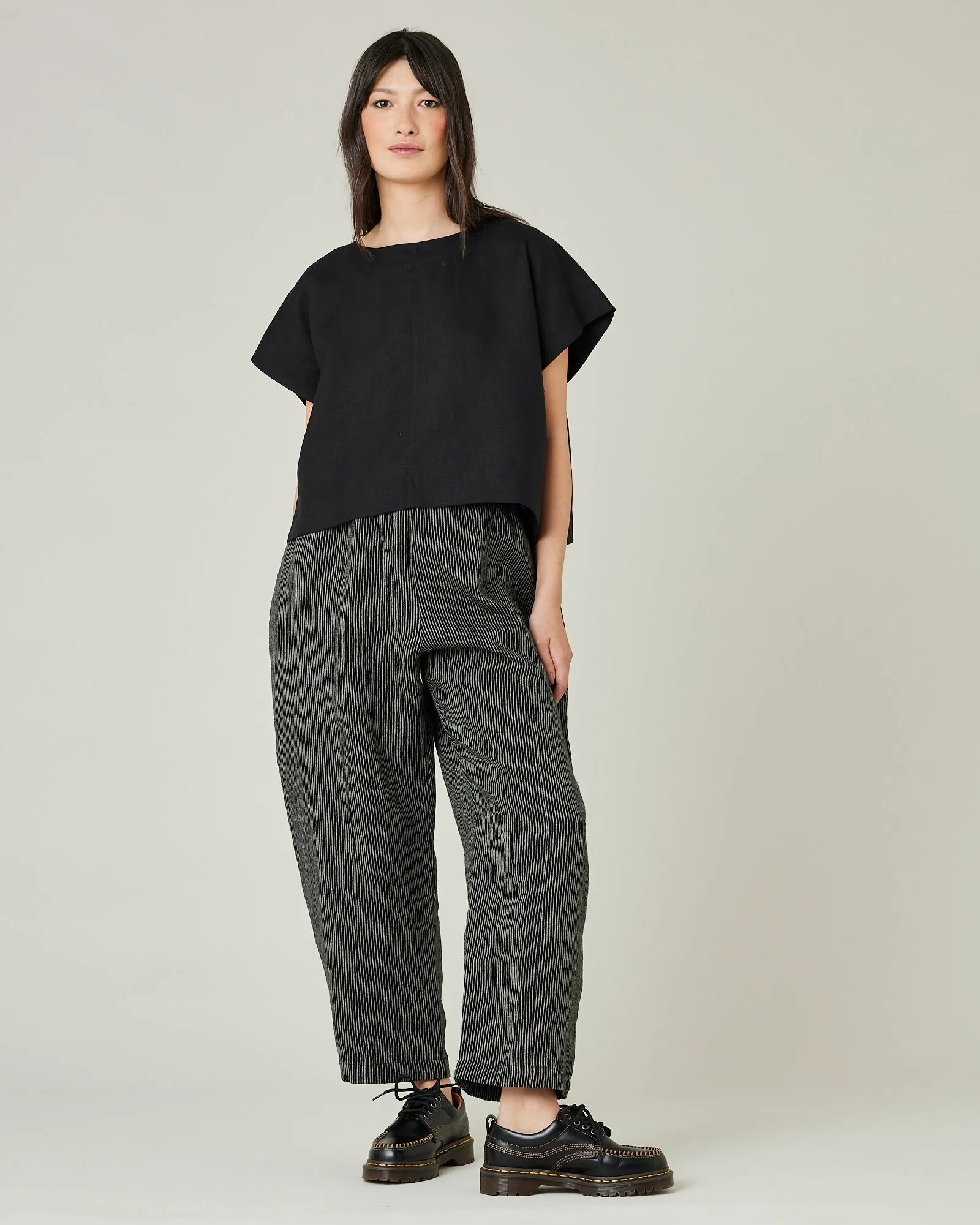 Mabel Black & Ecru Pencil Stripe Linen Trousers