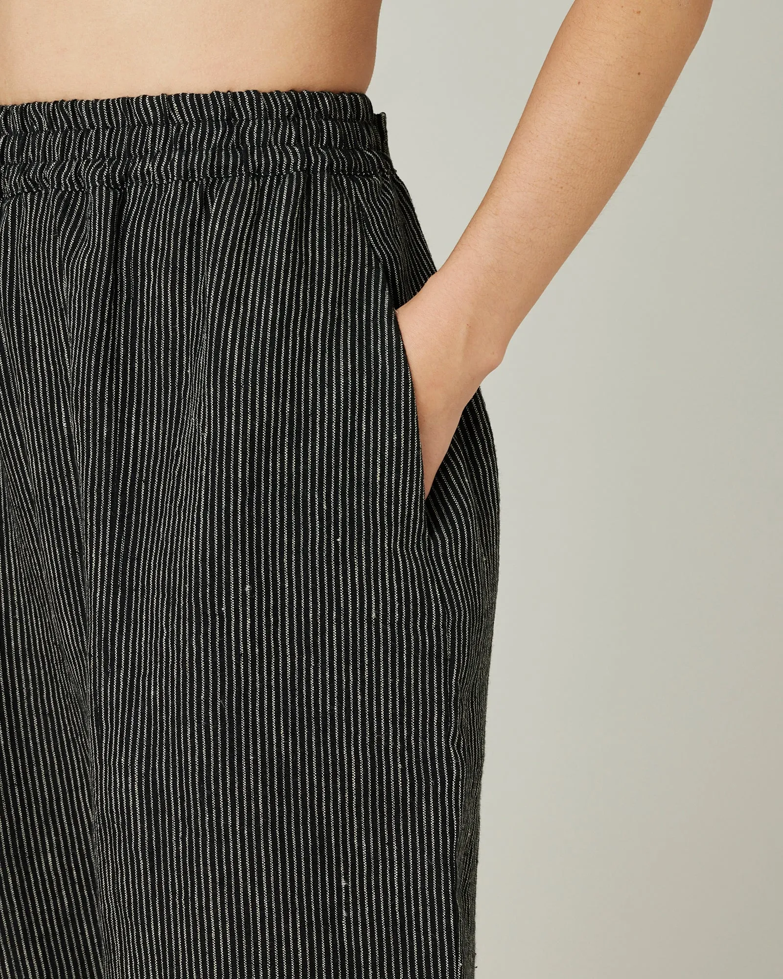 Mabel Black & Ecru Pencil Stripe Linen Trousers