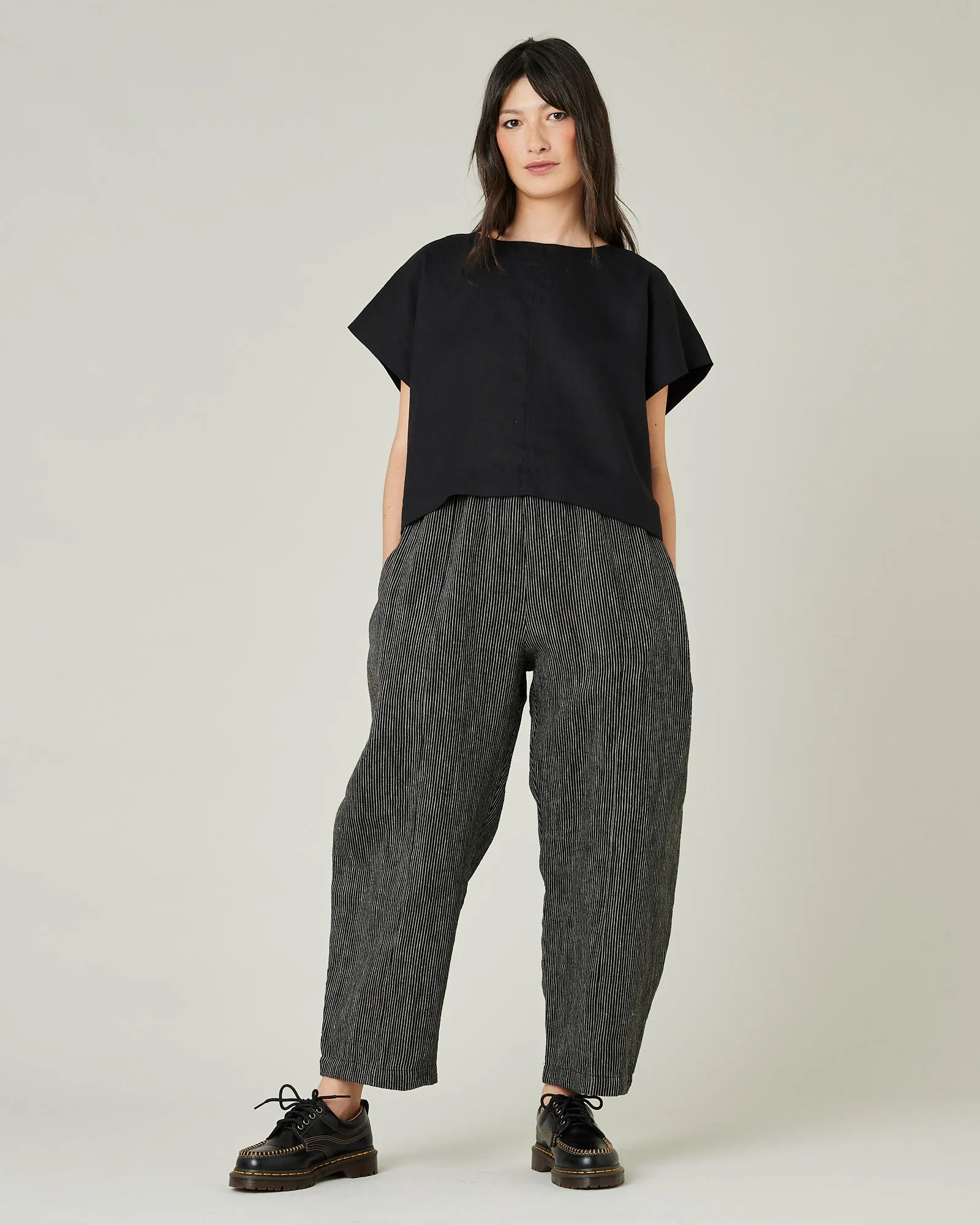 Mabel Black & Ecru Pencil Stripe Linen Trousers