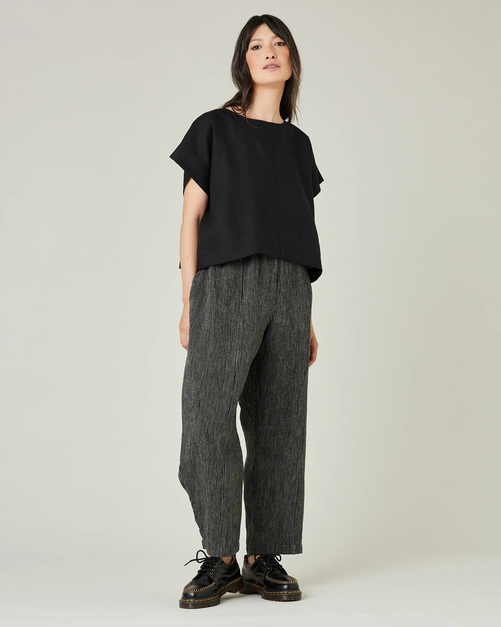 Mabel Black & Ecru Pencil Stripe Linen Trousers