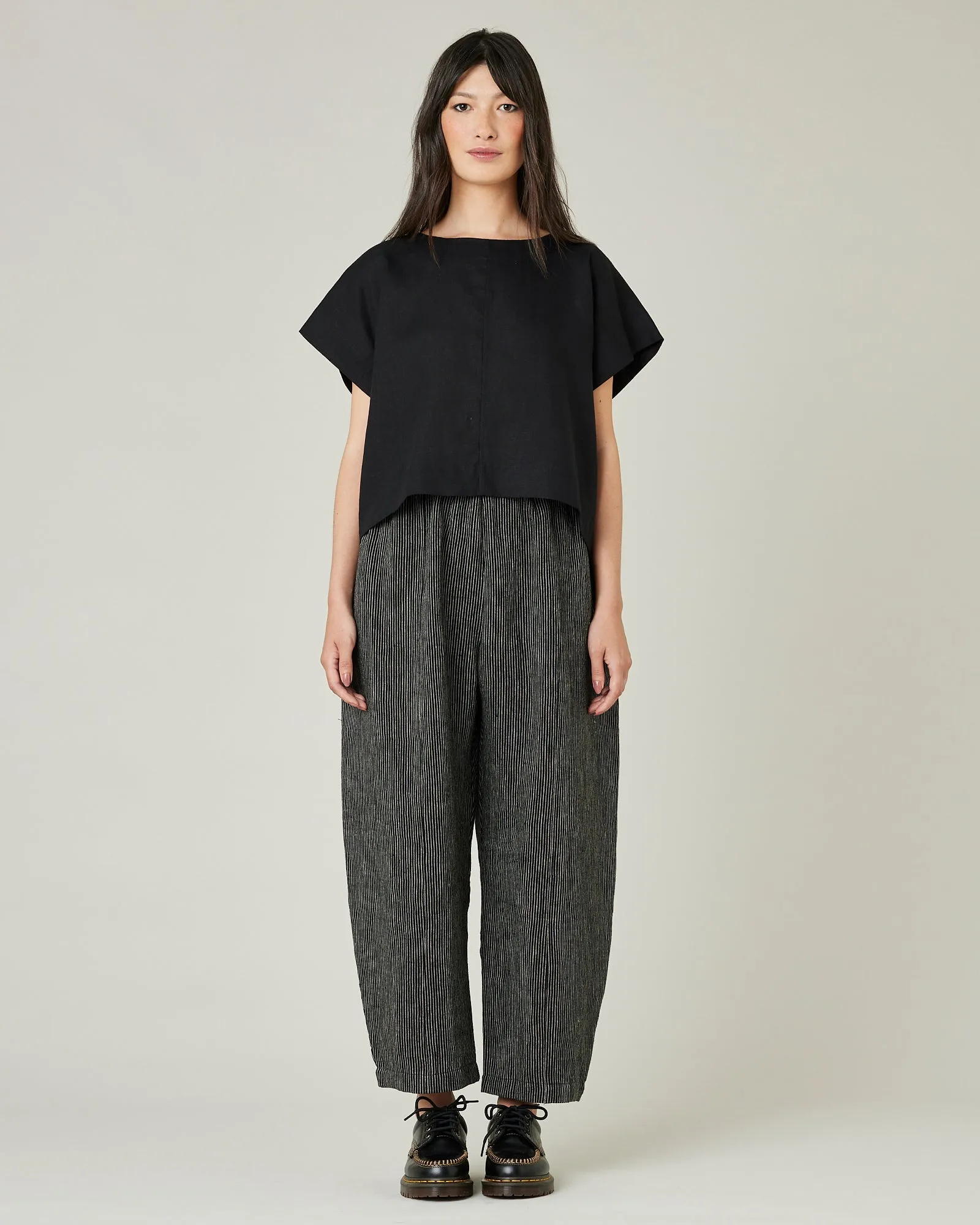 Mabel Black & Ecru Pencil Stripe Linen Trousers