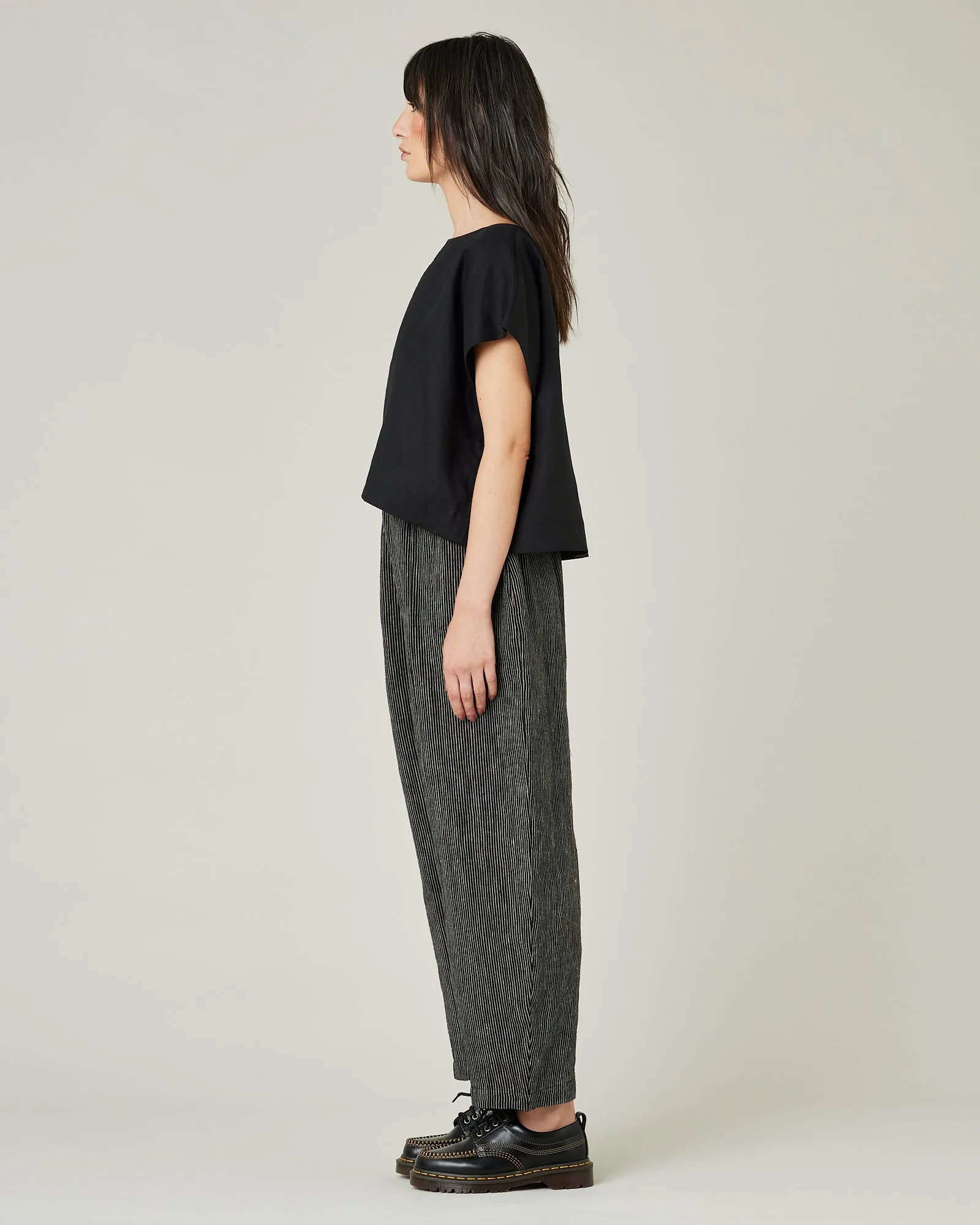 Mabel Black & Ecru Pencil Stripe Linen Trousers