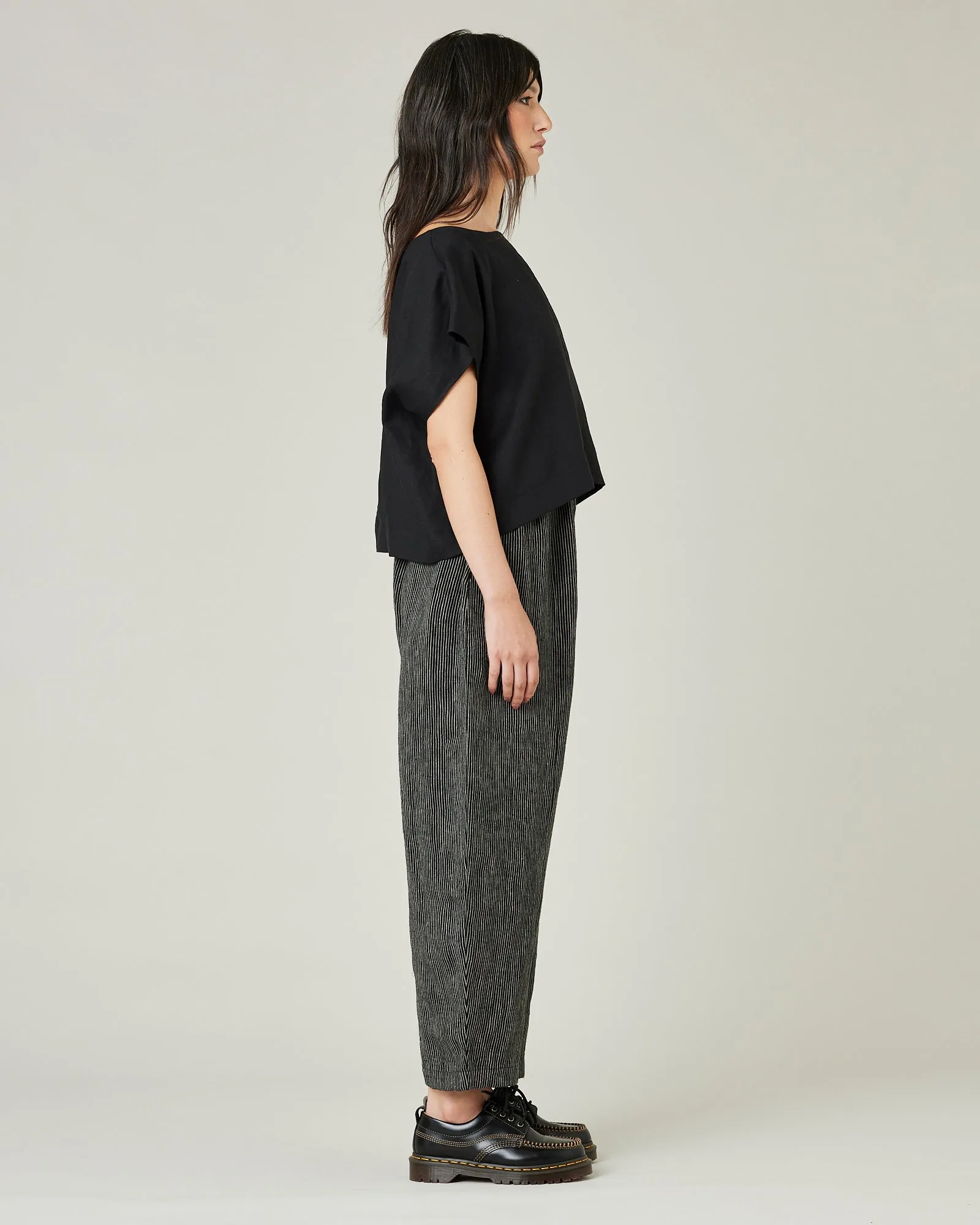 Mabel Black & Ecru Pencil Stripe Linen Trousers