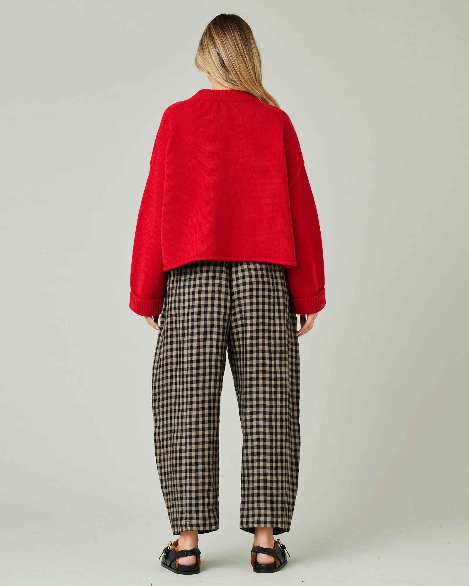 Mabel Coffee Gingham Linen Trousers