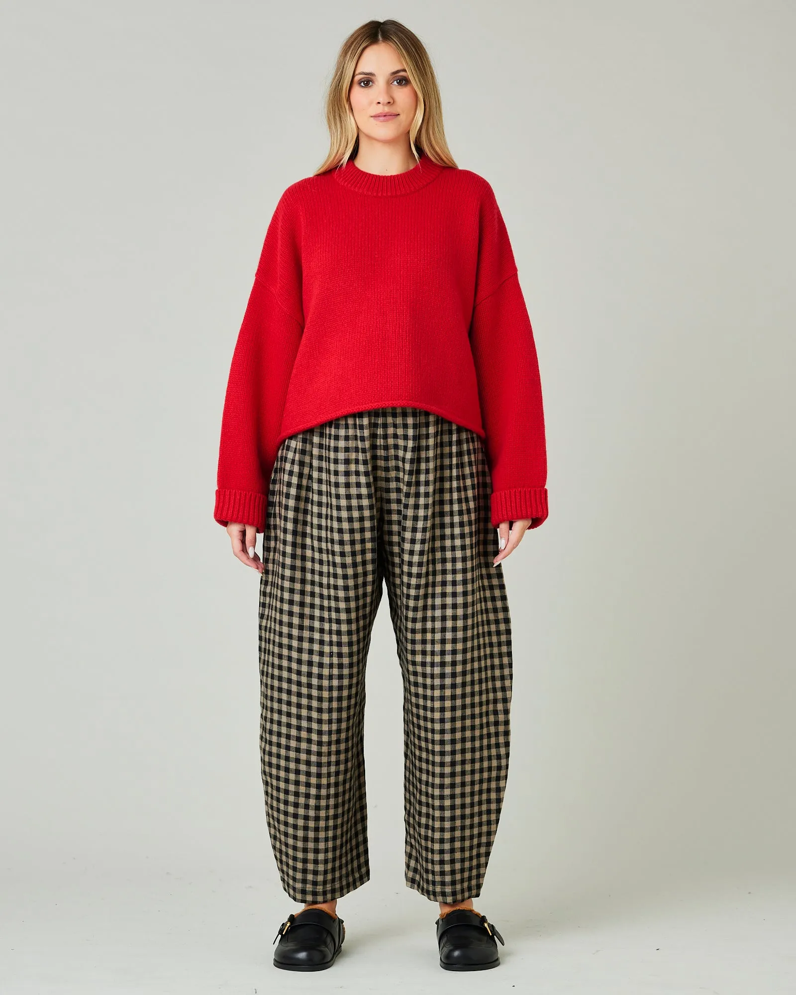 Mabel Coffee Gingham Linen Trousers