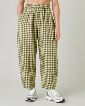 Mabel Matcha Gingham Linen Trousers
