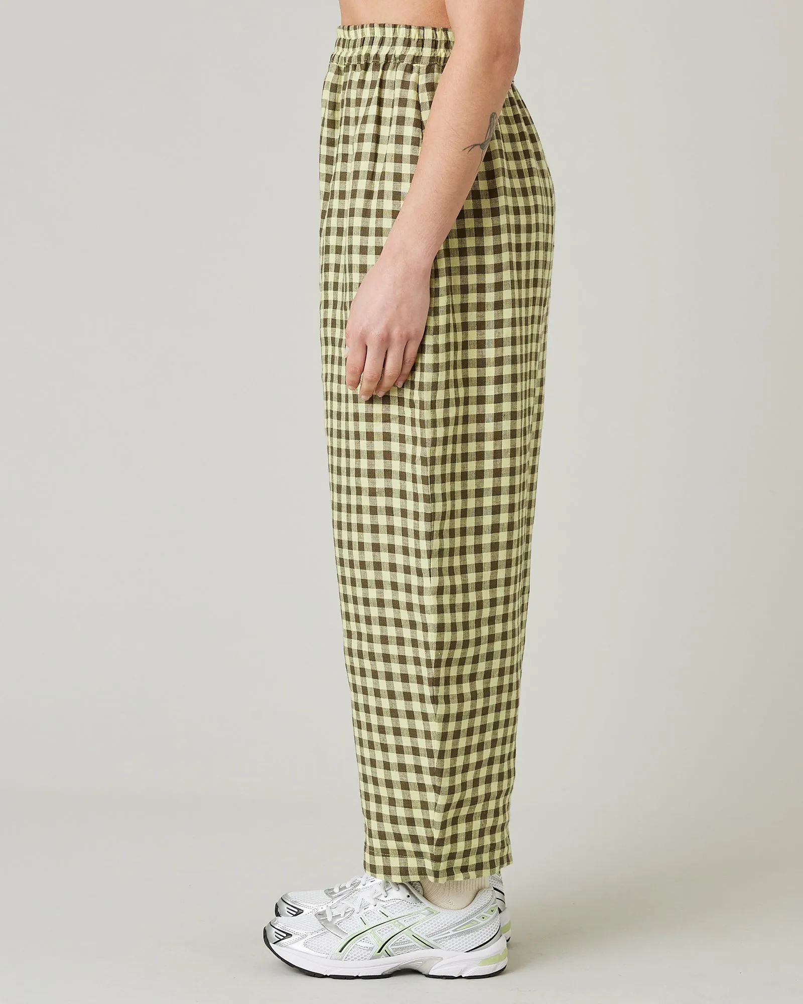 Mabel Matcha Gingham Linen Trousers