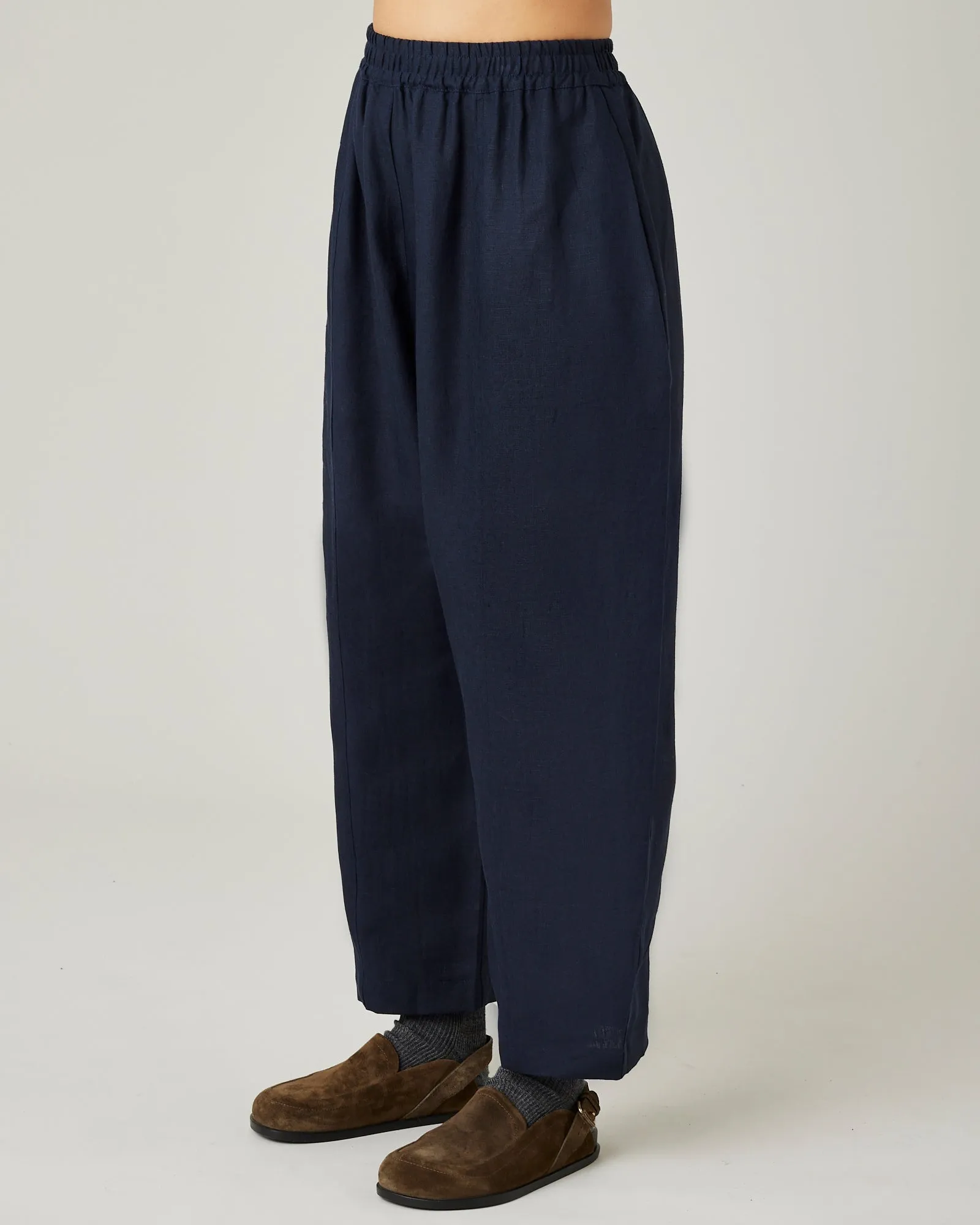 Mabel Navy Linen Trousers